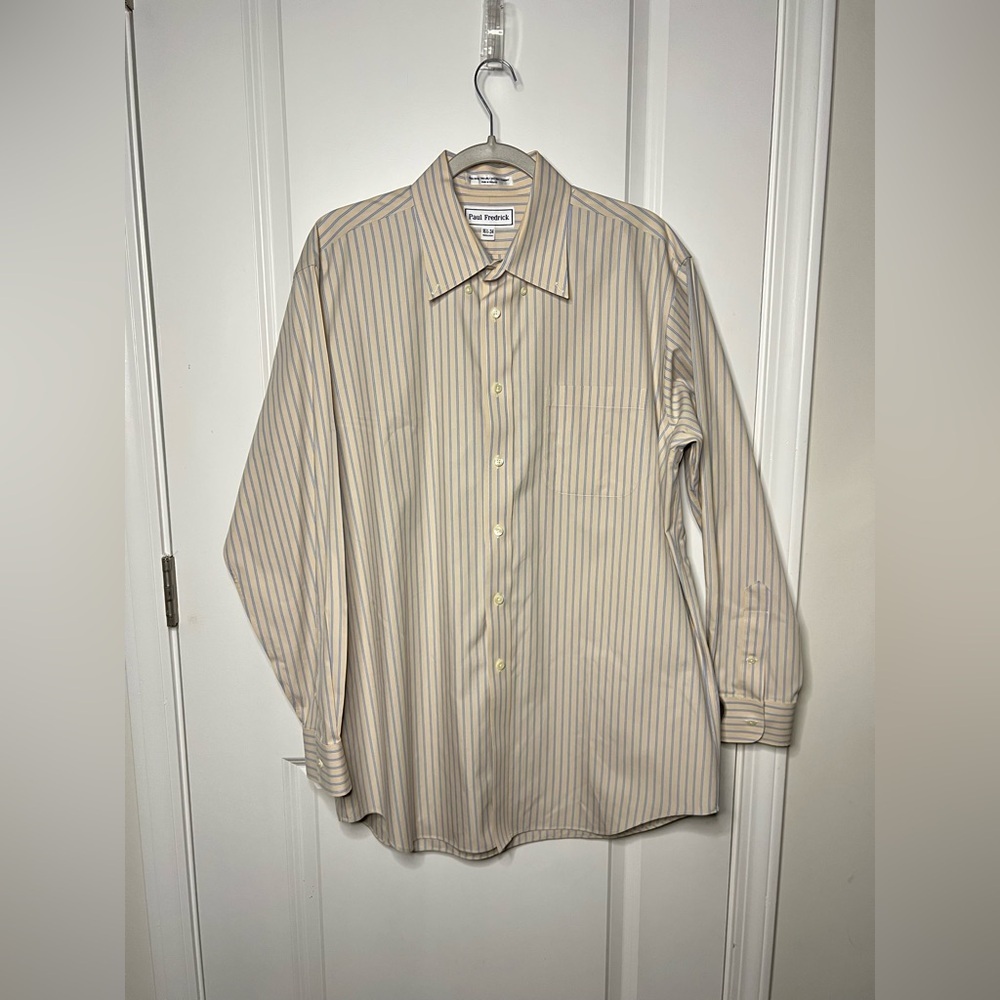 Paul Fredrick Dress Shirt Long Sleeve Button Down Striped Men's 16 1/2-34